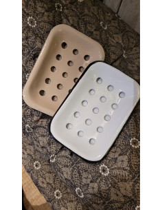 Porte savon en 2 pièces, support et bac en émail gris