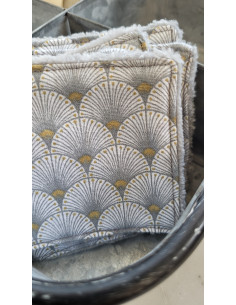 lot de 6 lingettes zéro déchet lavables omprimé gris oekotex et minky