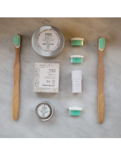 brosse à dents en bois de hêtre français réutilisable tête souple amovible