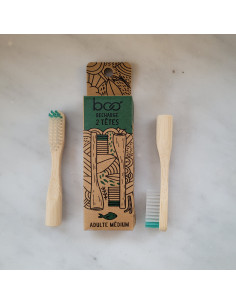 Eco recharges pour brosses à dents en manche plastique recyclé medium, par 2