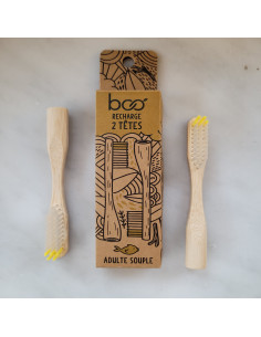 Eco recharges pour brosses à dents en manche plastique recyclé têtes souples par 2