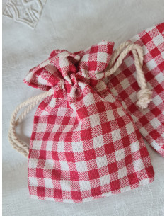 sachet tissu vichy rouge petit format