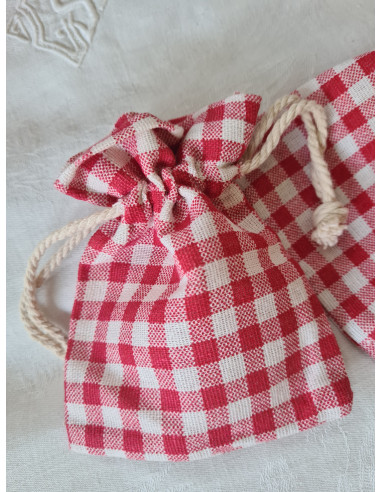 sachet tissu vichy rouge petit format